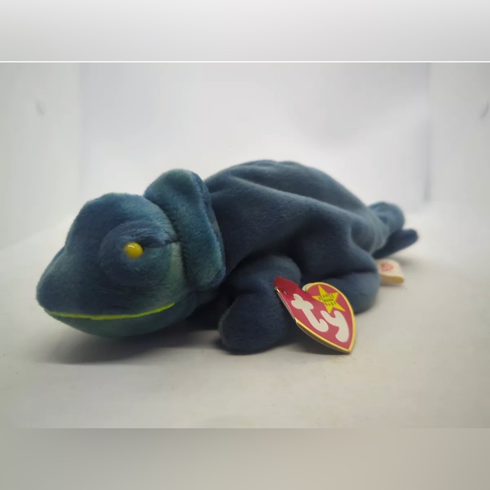 TY Beanie Baby - RAINBOW the Chameleon (dark blue)